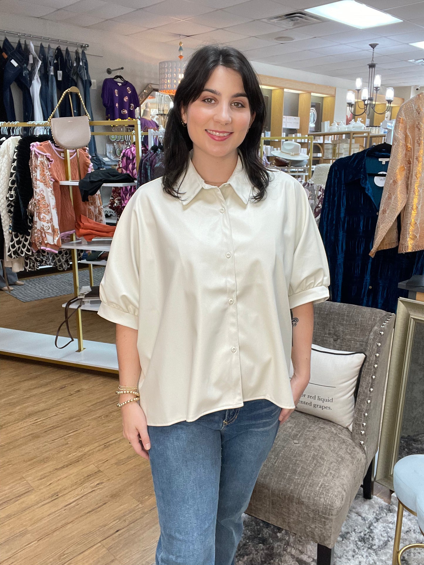 Hi-Lo Button Down Top