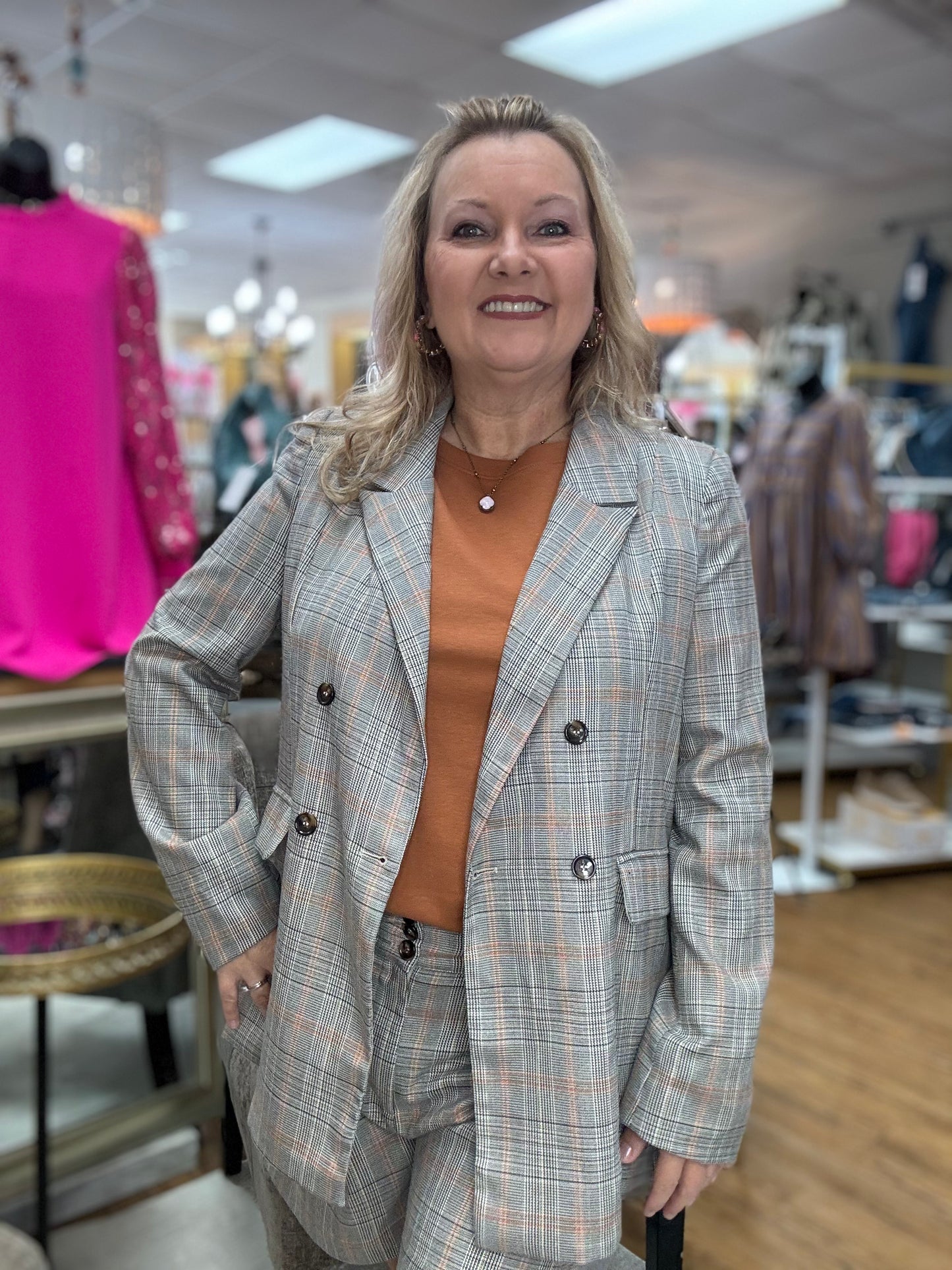 Plaid Pleated Detail Waist Shorts