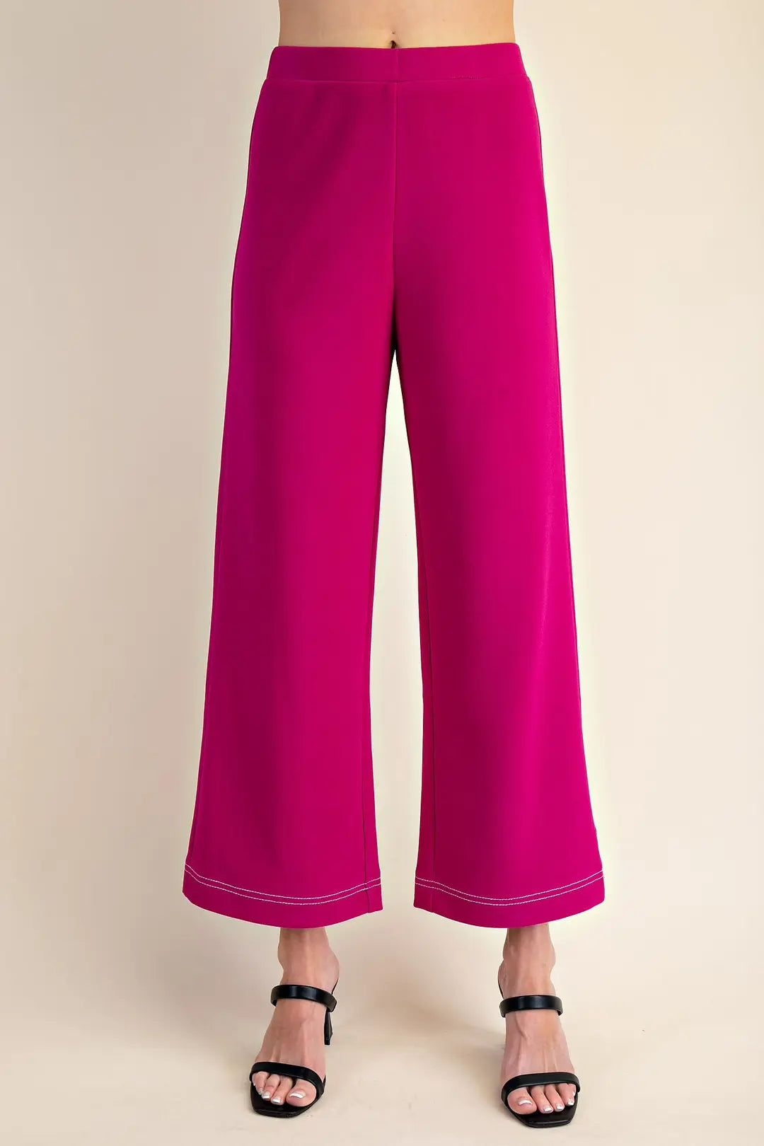 High Waist Elastic Band Stitch Line Pants