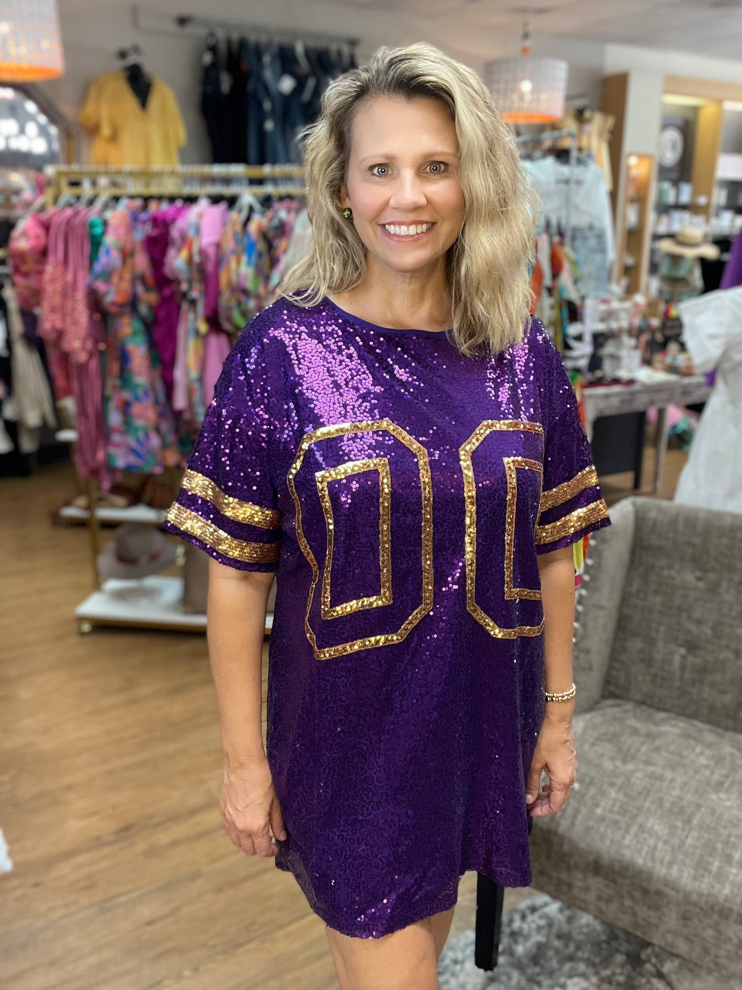 Sequin Purple and Gold Dress