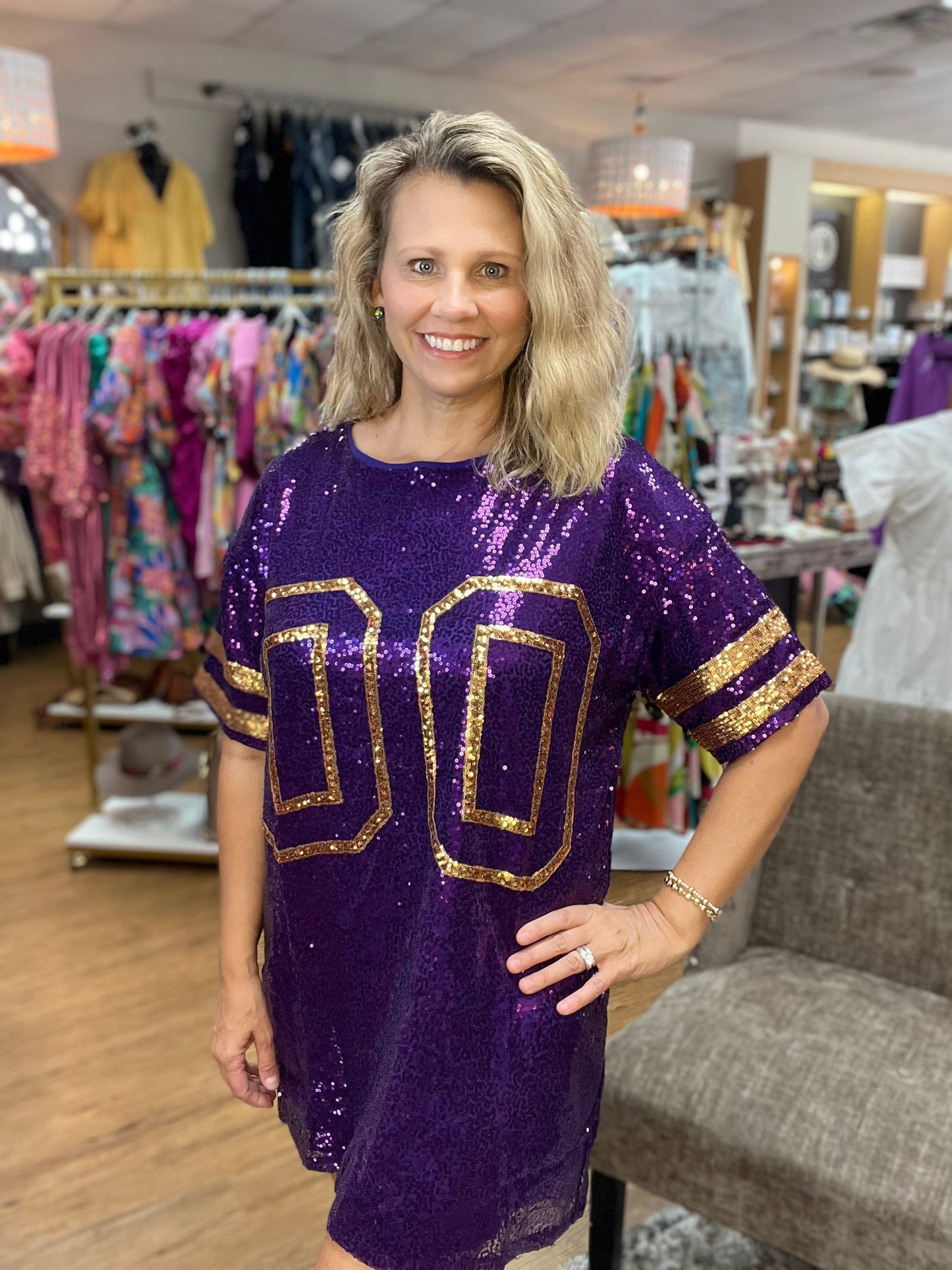 Sequin Purple and Gold Dress