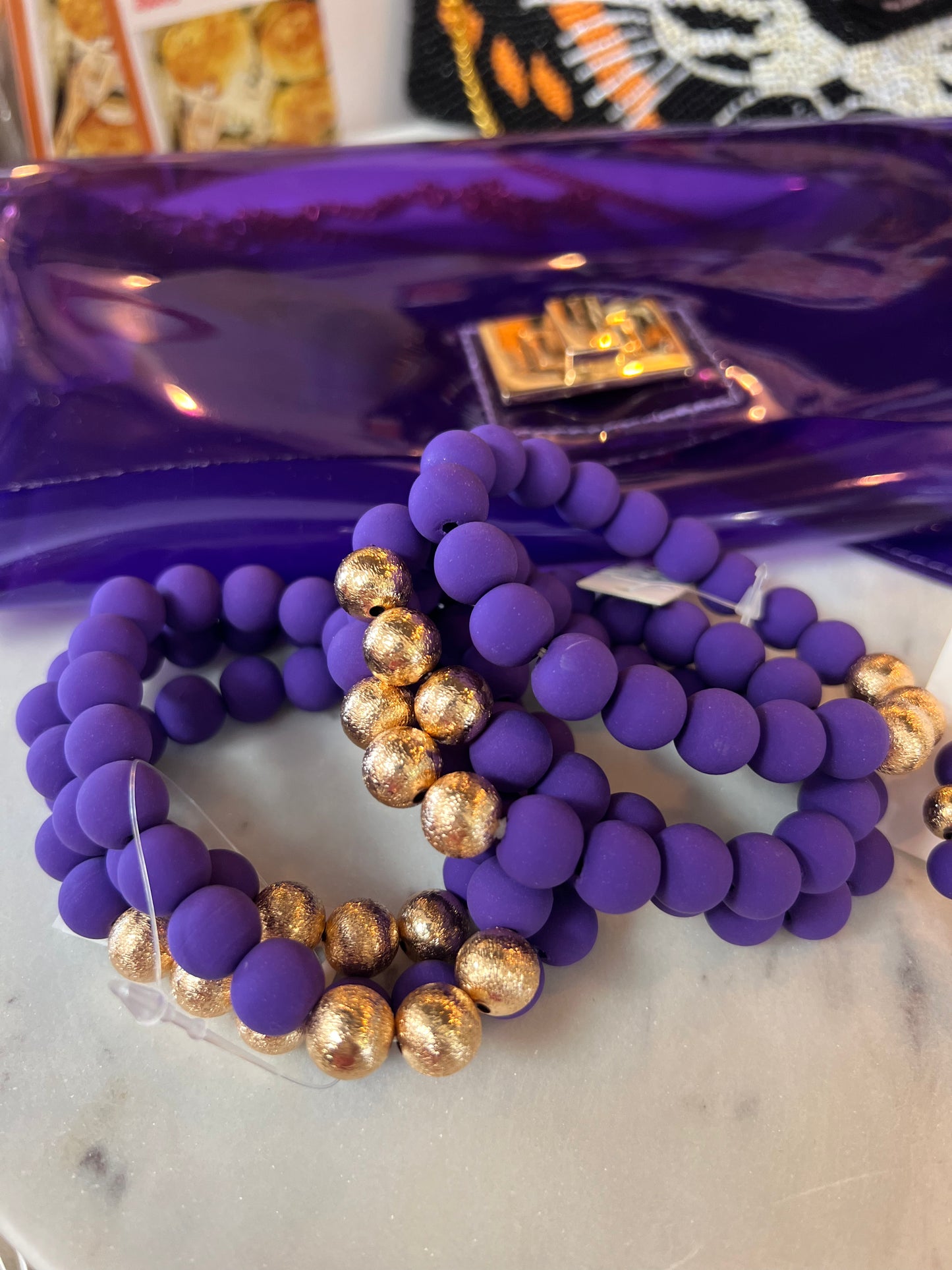 Colored ball stretchy bracelets