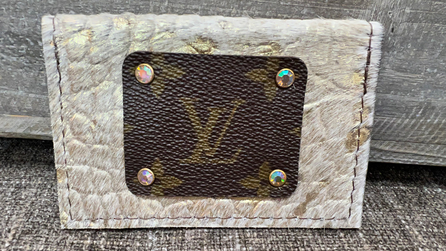 Upcycle Louie credit card holder with 4 crystals