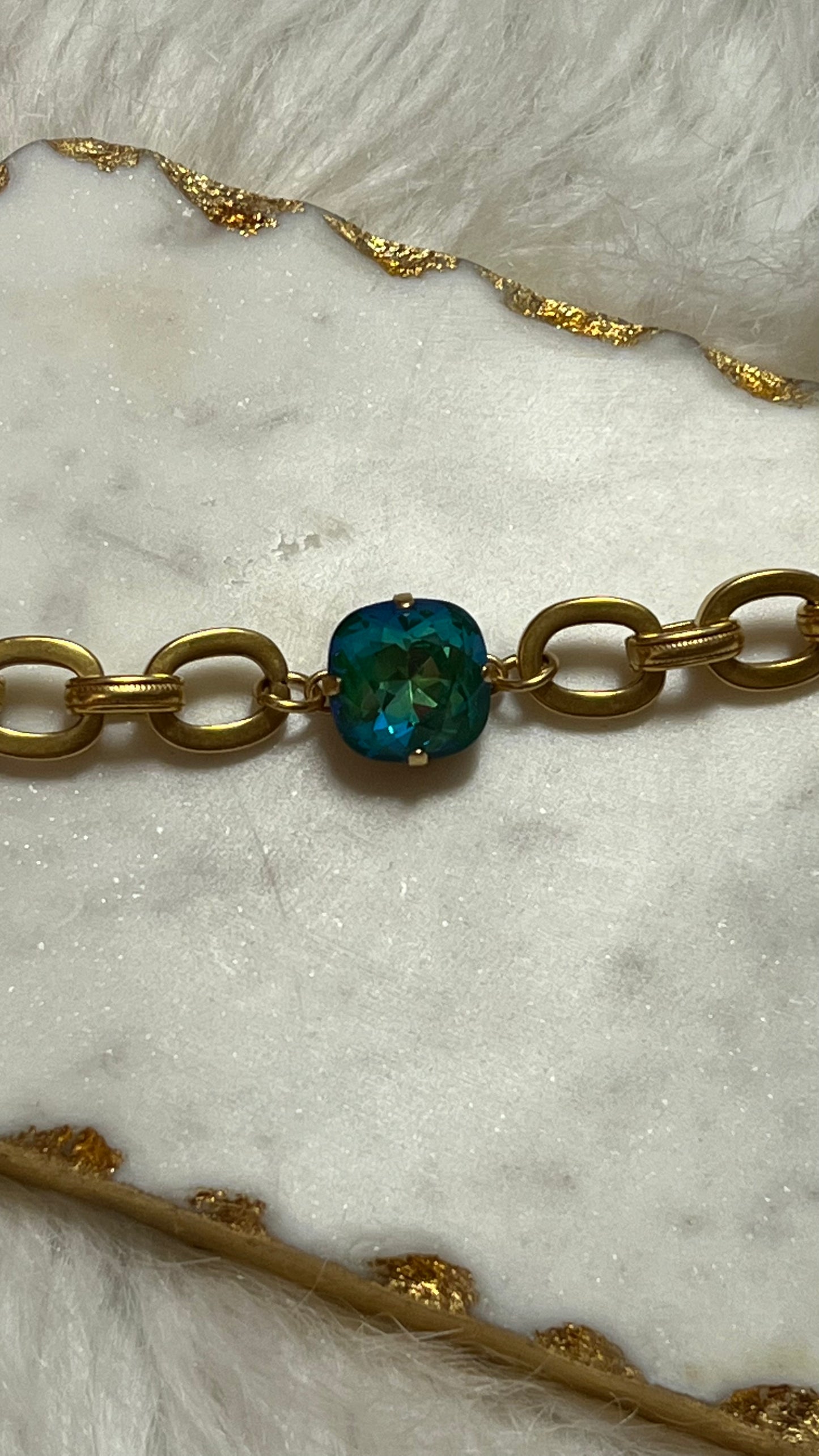 Catherine Popesco Green iridescent large crystal
