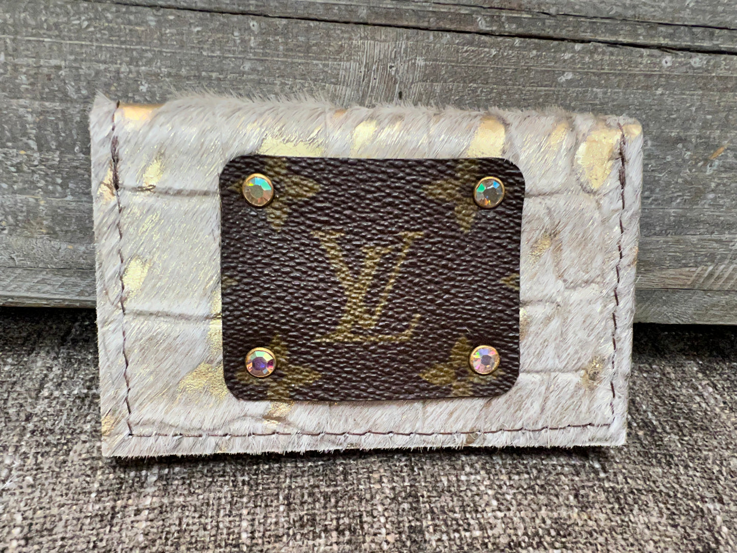 Upcycle Louie credit card holder with 4 crystals