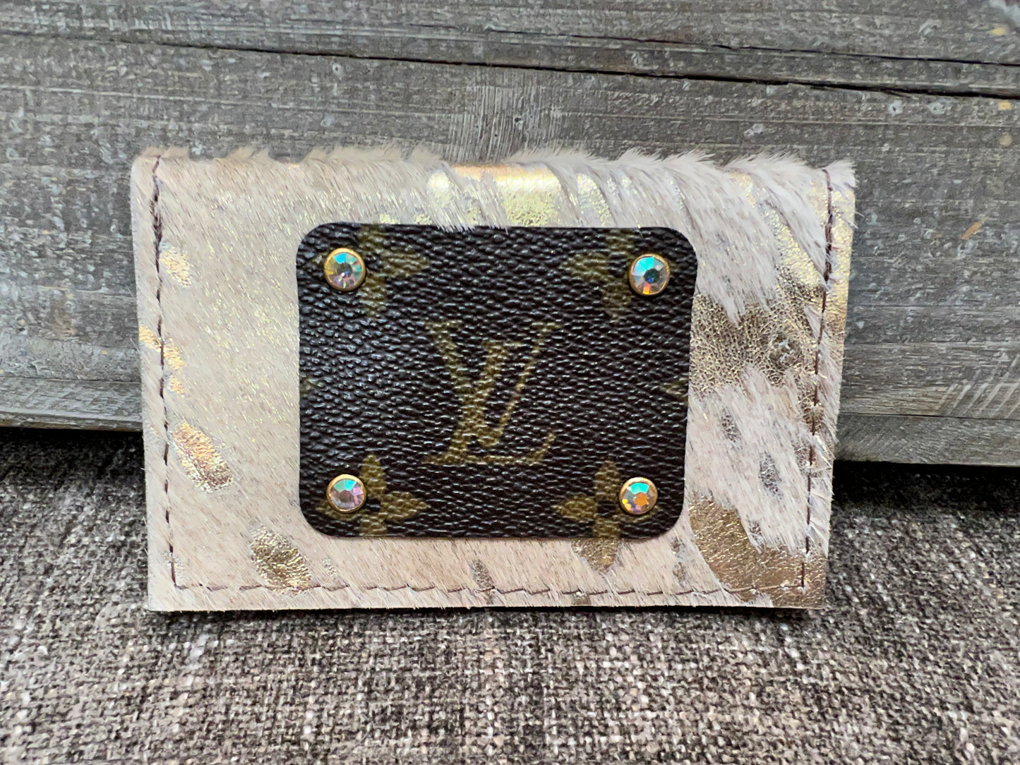 Upcycle Louie credit card holder with 4 crystals