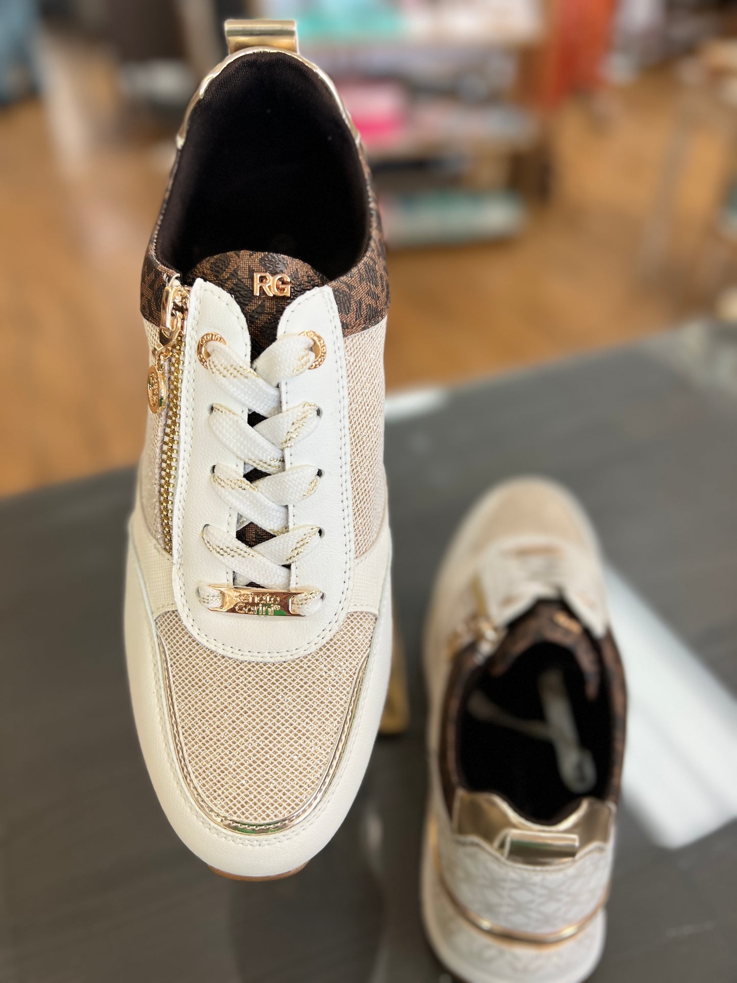 White/Gold Tennis Shoe
