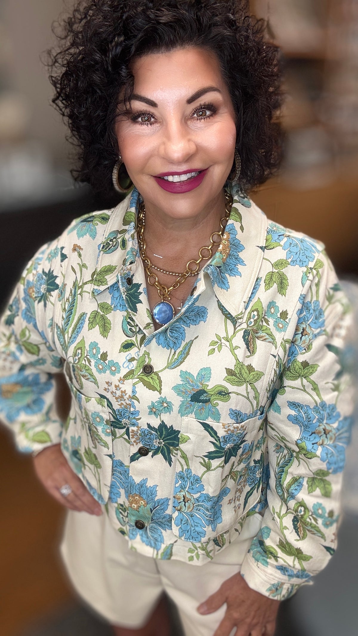 Floral Barn Jacket w/Snap Closures