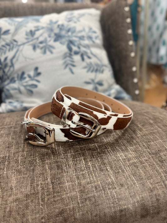 Faux Cow Print Belt