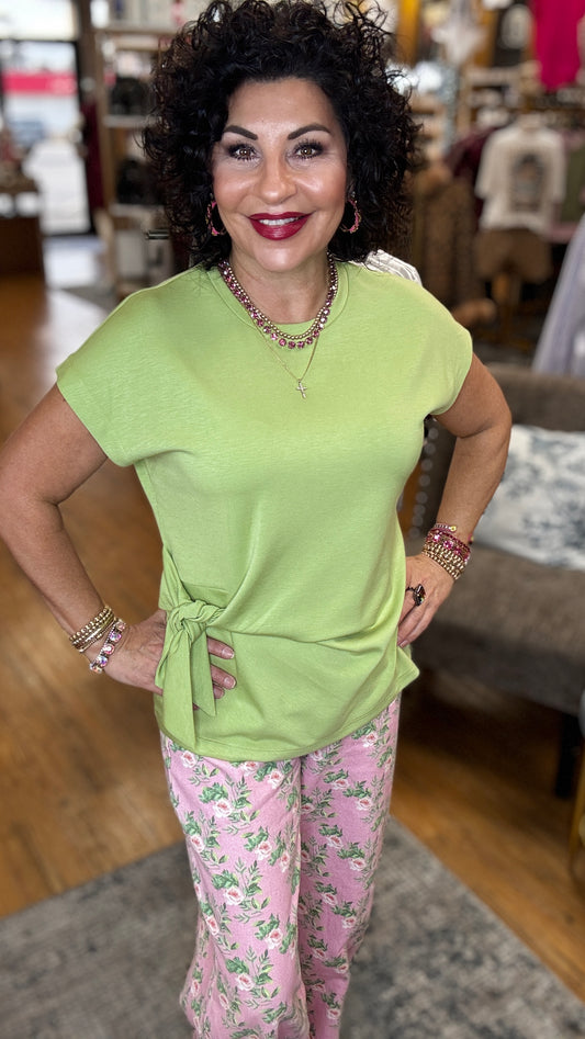 Short Sleeve Tie Side Shirt