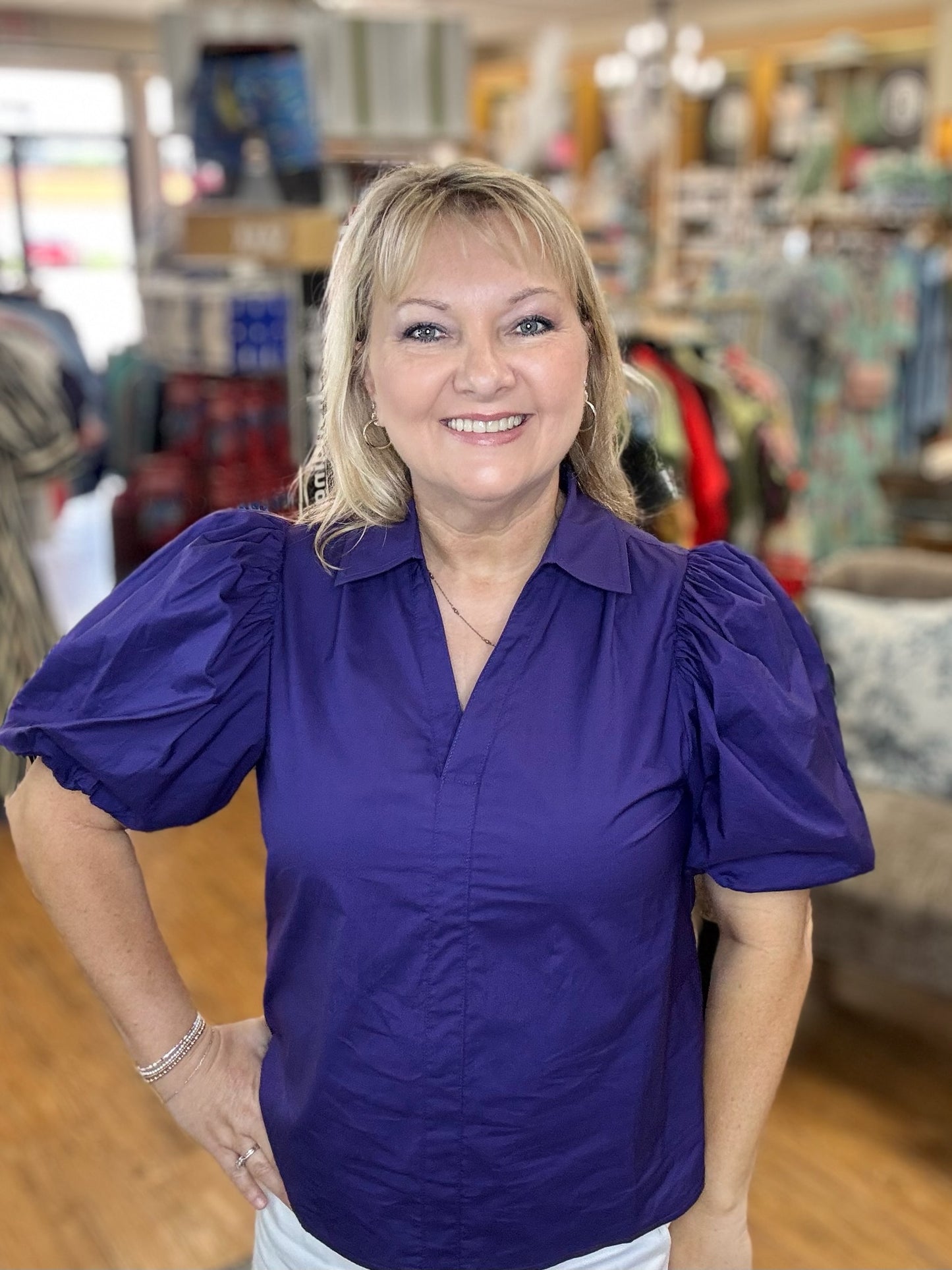 BUBBLE SLEEVE BLOUSE TOP