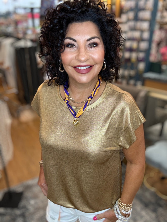 Metallic Gold Round Neck Shirt