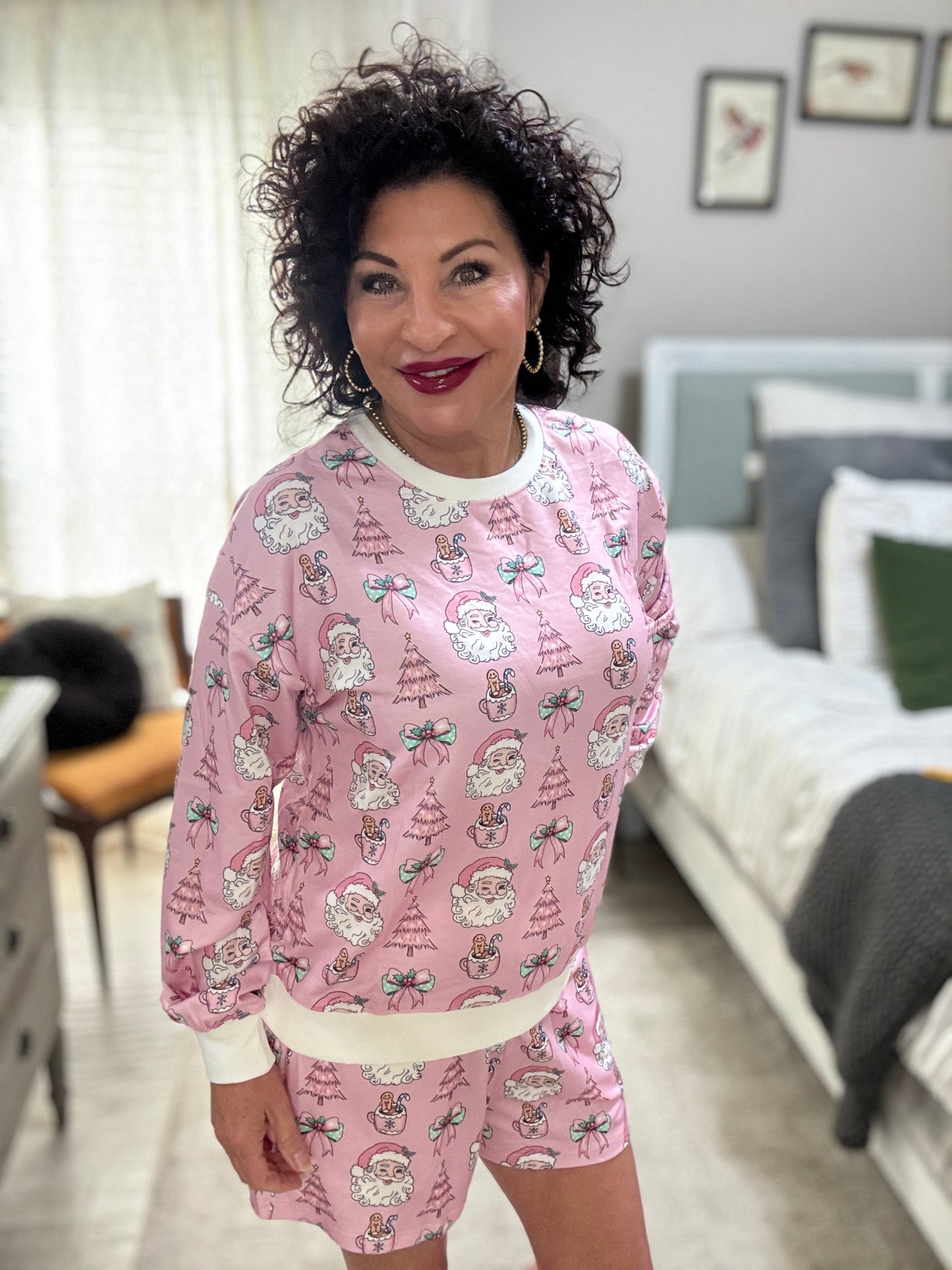 Santa LongSleeve Shorts Lounge Set