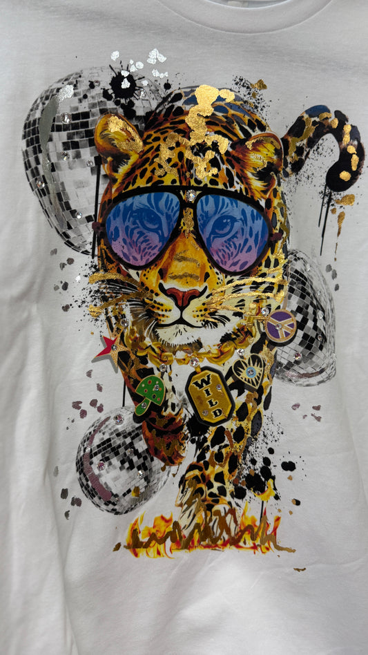 Disco Leopard Bling & Splatter Tee Shirt