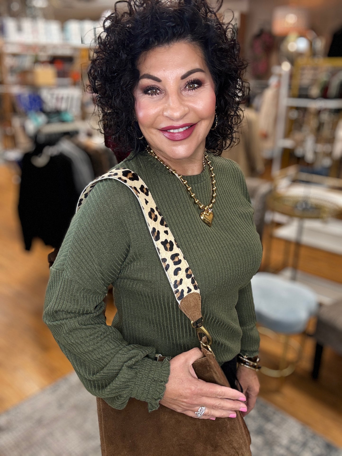 Crewneck Long Sleeve Ribbed Top