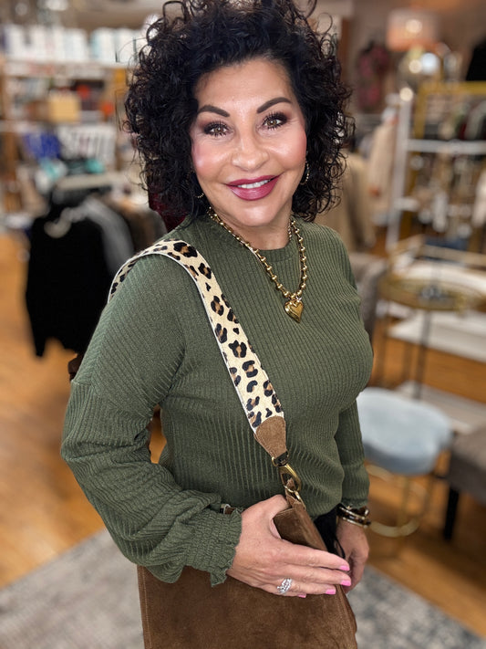 Crewneck Long Sleeve Ribbed Top