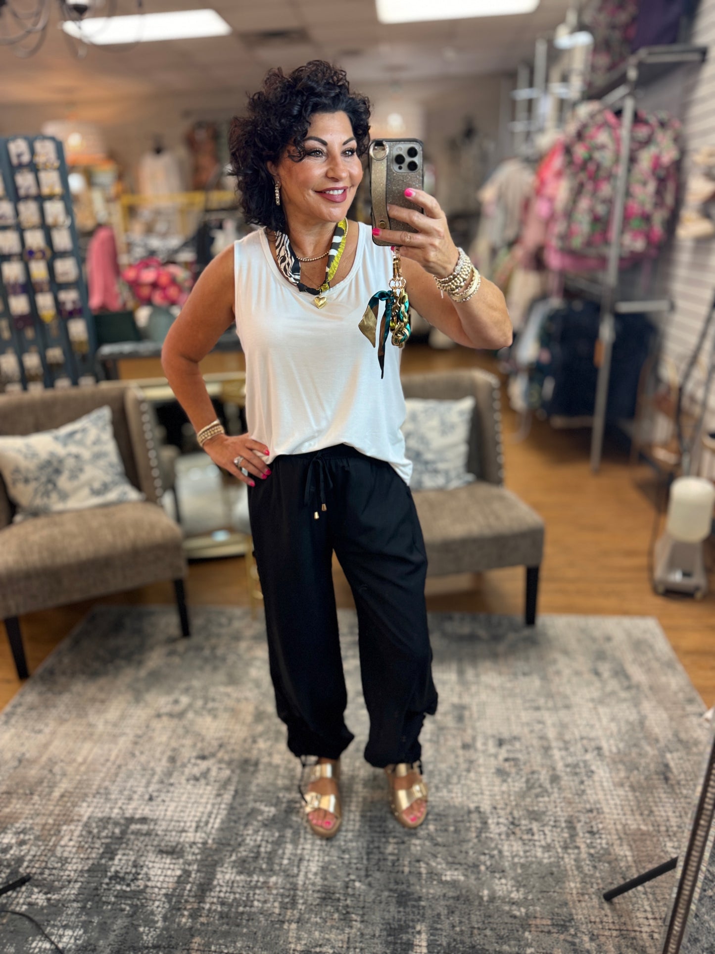 Drapey Twill Adjustable Scrunch Elastic Waist Pants