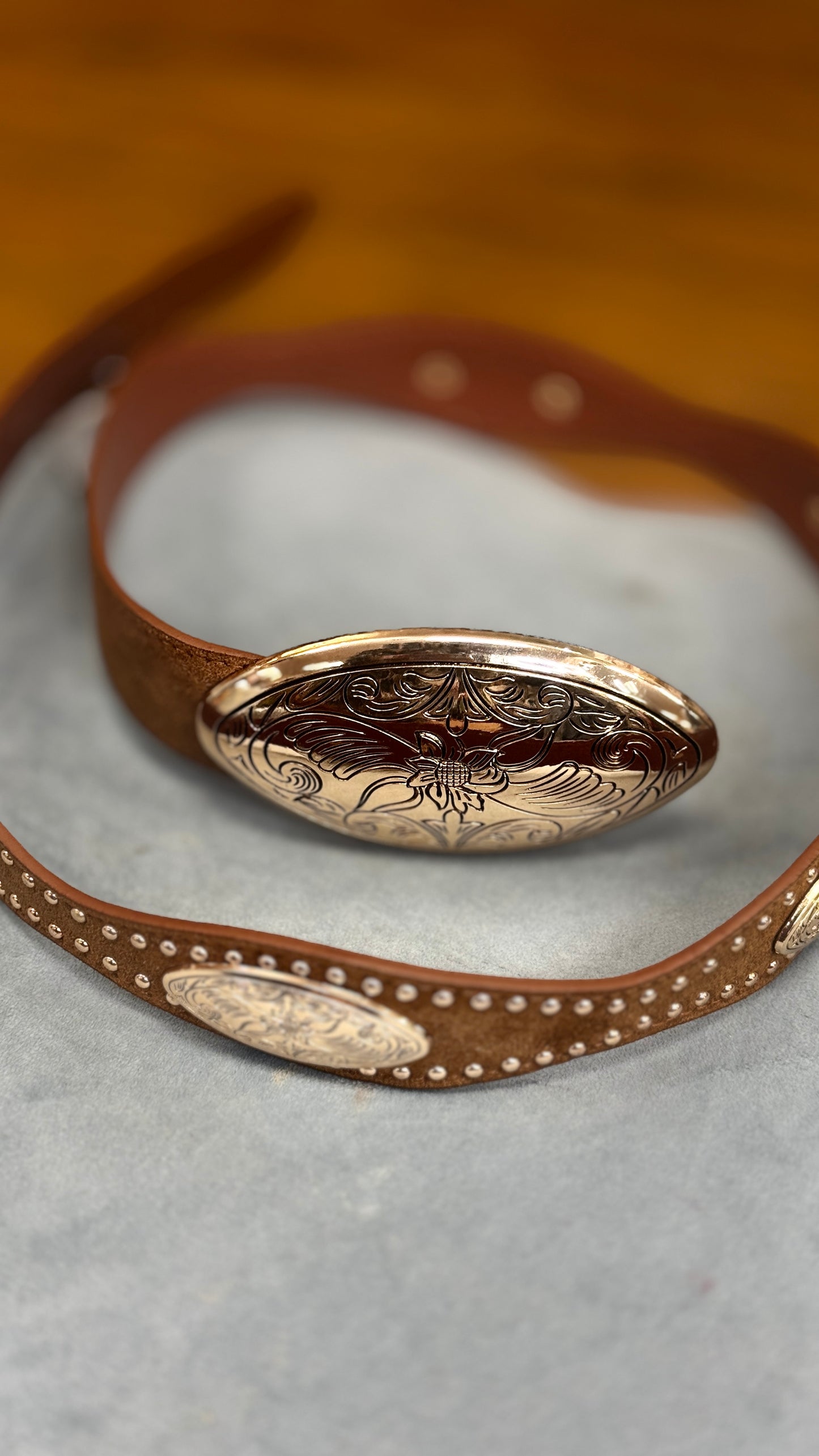 Gold and Tan Muli Studded Belt