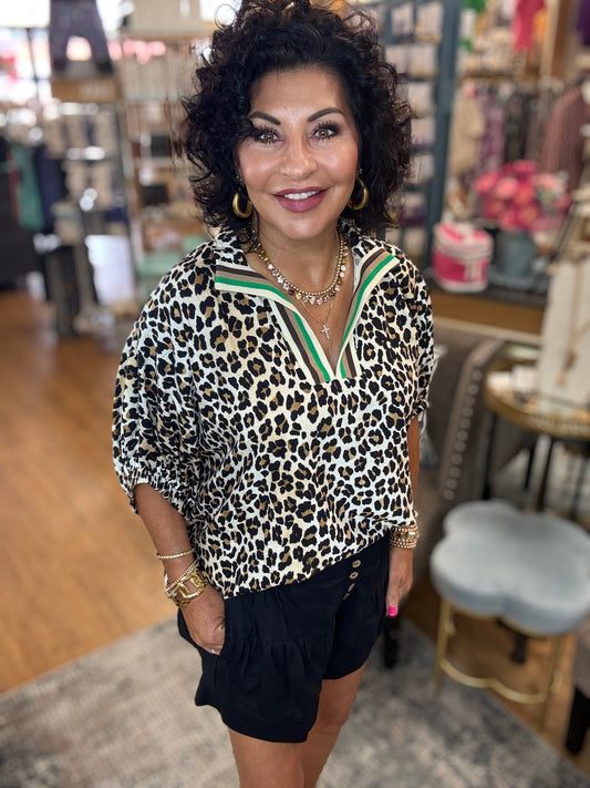 Leopard print high neck