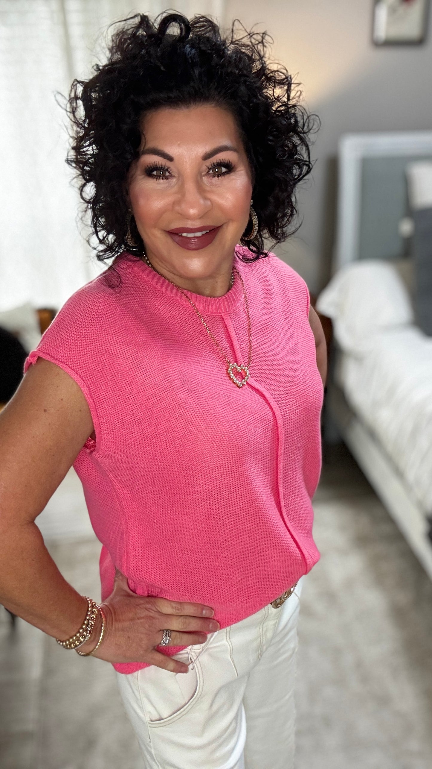 Knitted Chunky Needle Short Sleeve Sweater