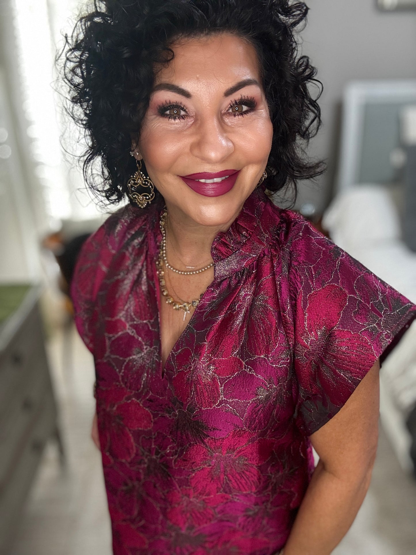 Short Sleeve Floral Print V-Neck Dress