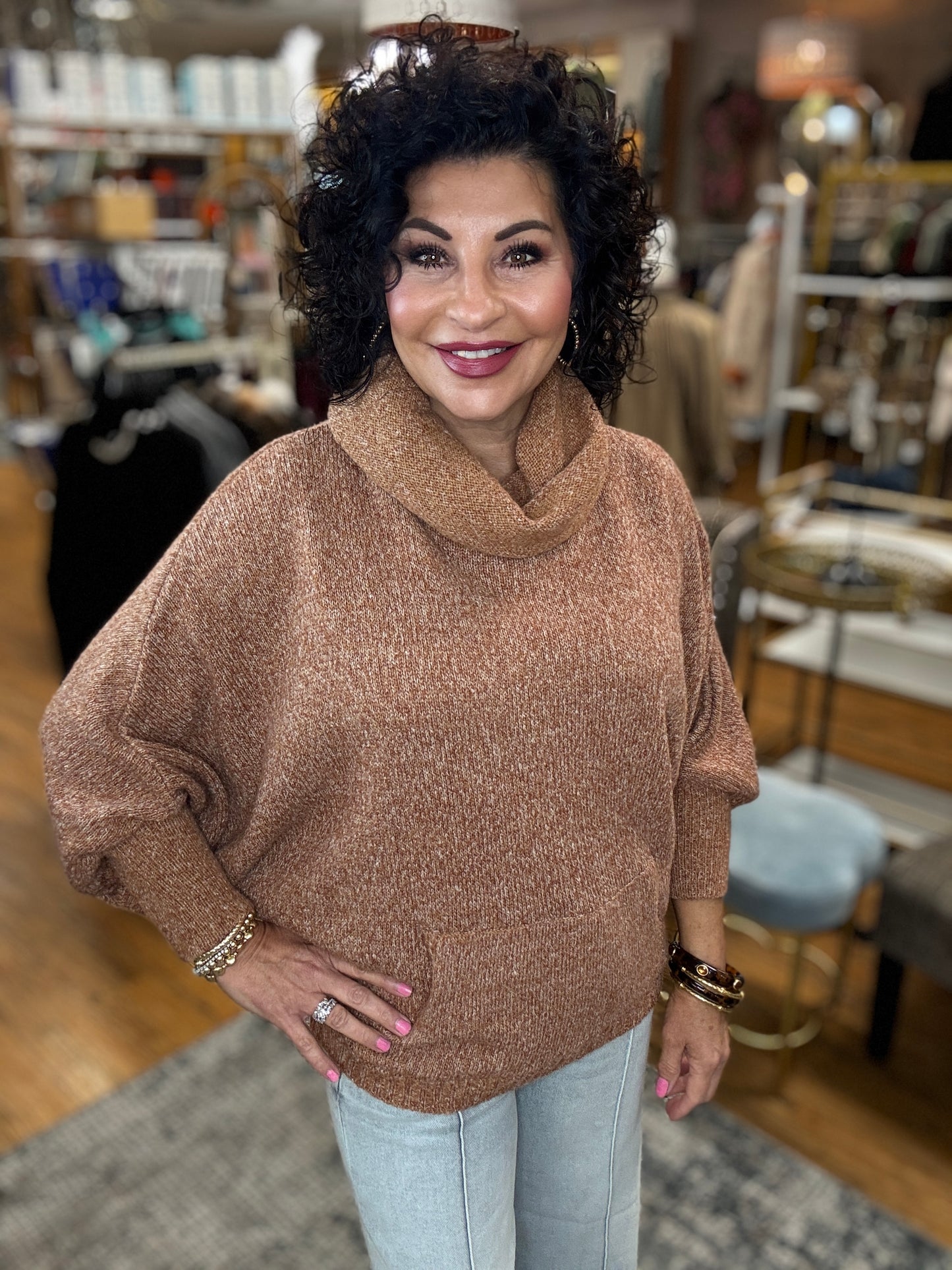 Turtleneck Balloon Sleeve Knit Sweater