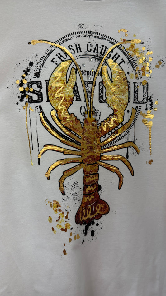 Gold Crawfish Bling & Gold Splatter Tee Shirt
