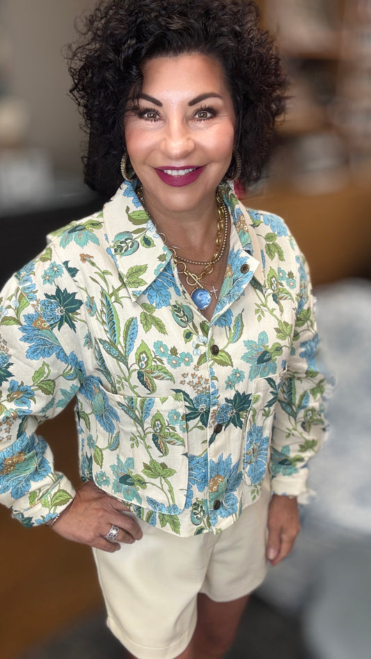Floral Barn Jacket w/Snap Closures