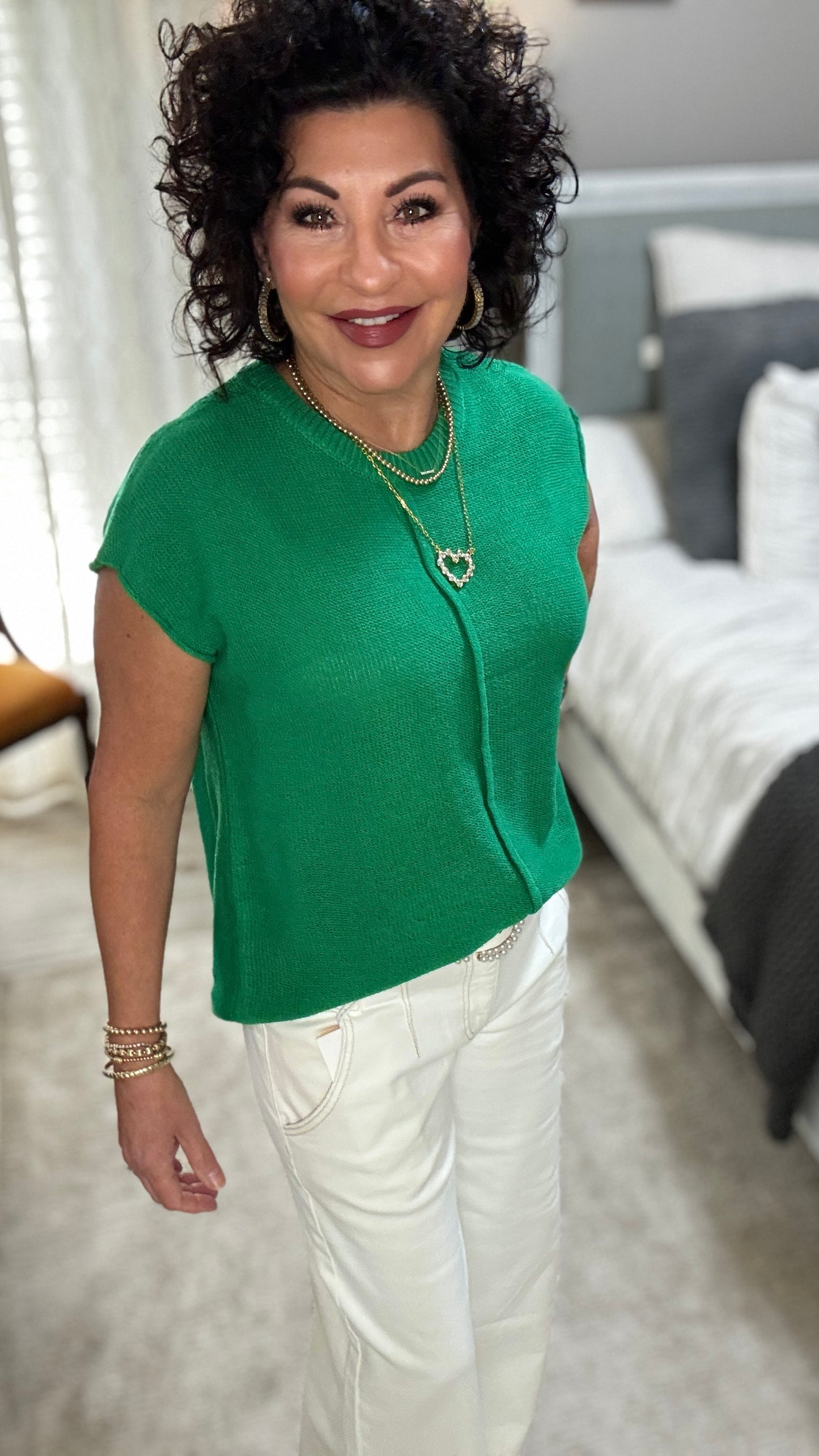 Knitted Chunky Needle Short Sleeve Sweater