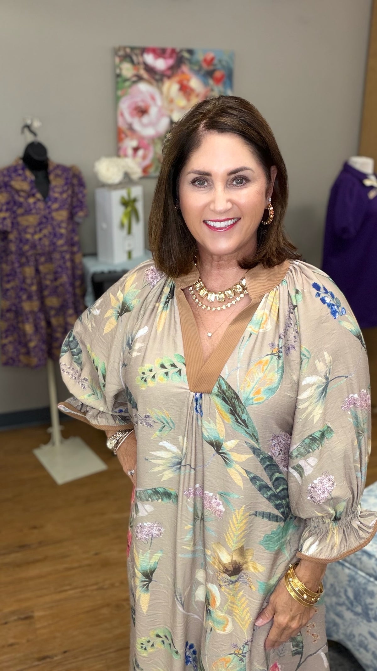V-Neck Midi Dress w/Corduroy