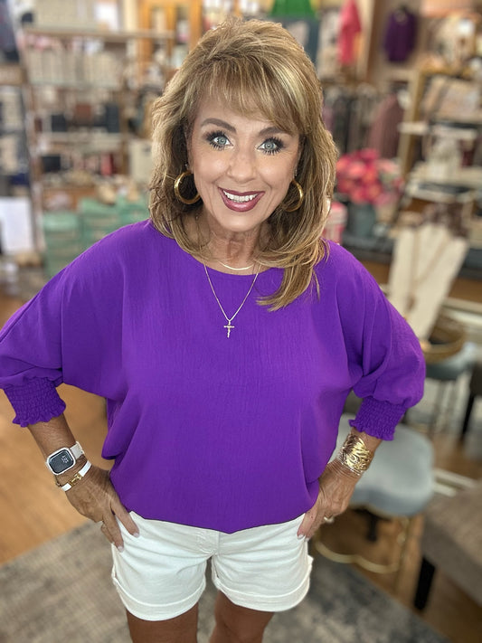 Airflow Top with Gathered Sleeves