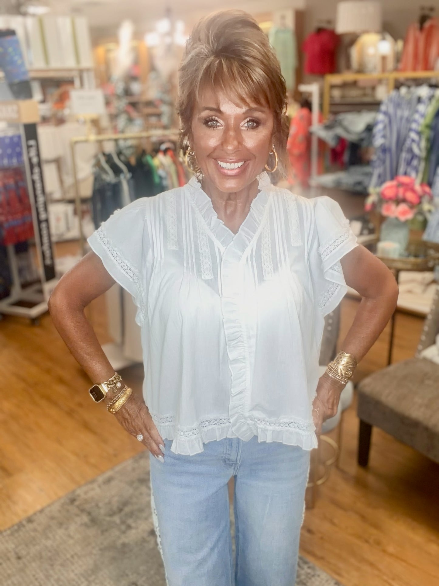 LACE TRIM DETAILED BLOUSE TOP