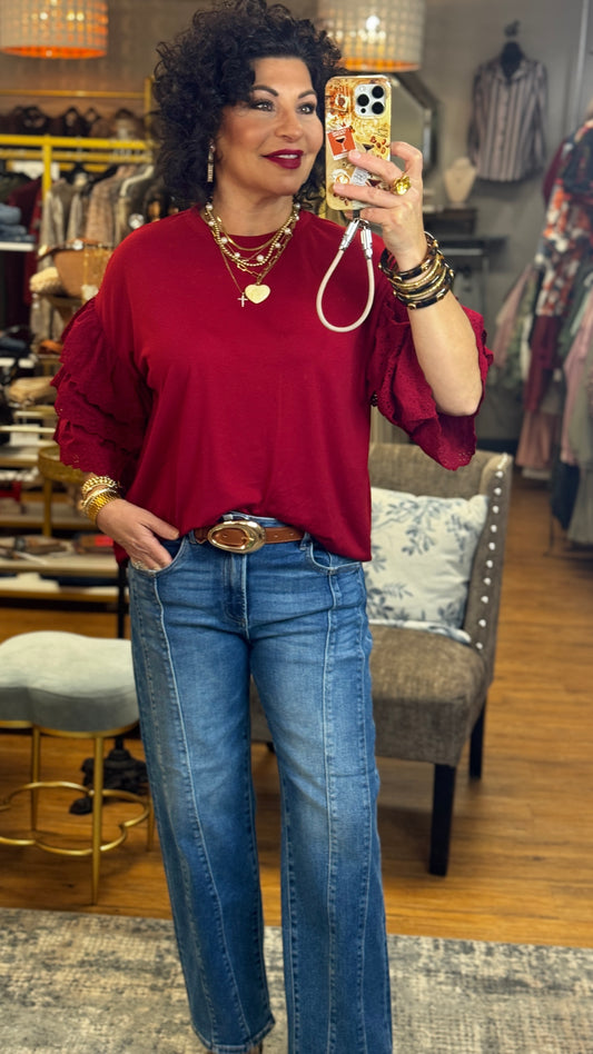 Risen High Rise Crop Straight Jeans