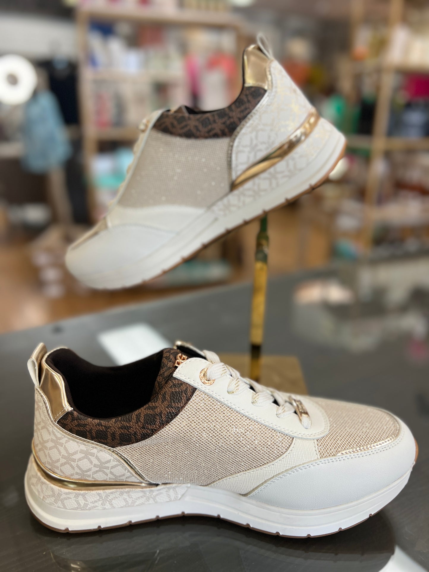 White/Gold Tennis Shoe