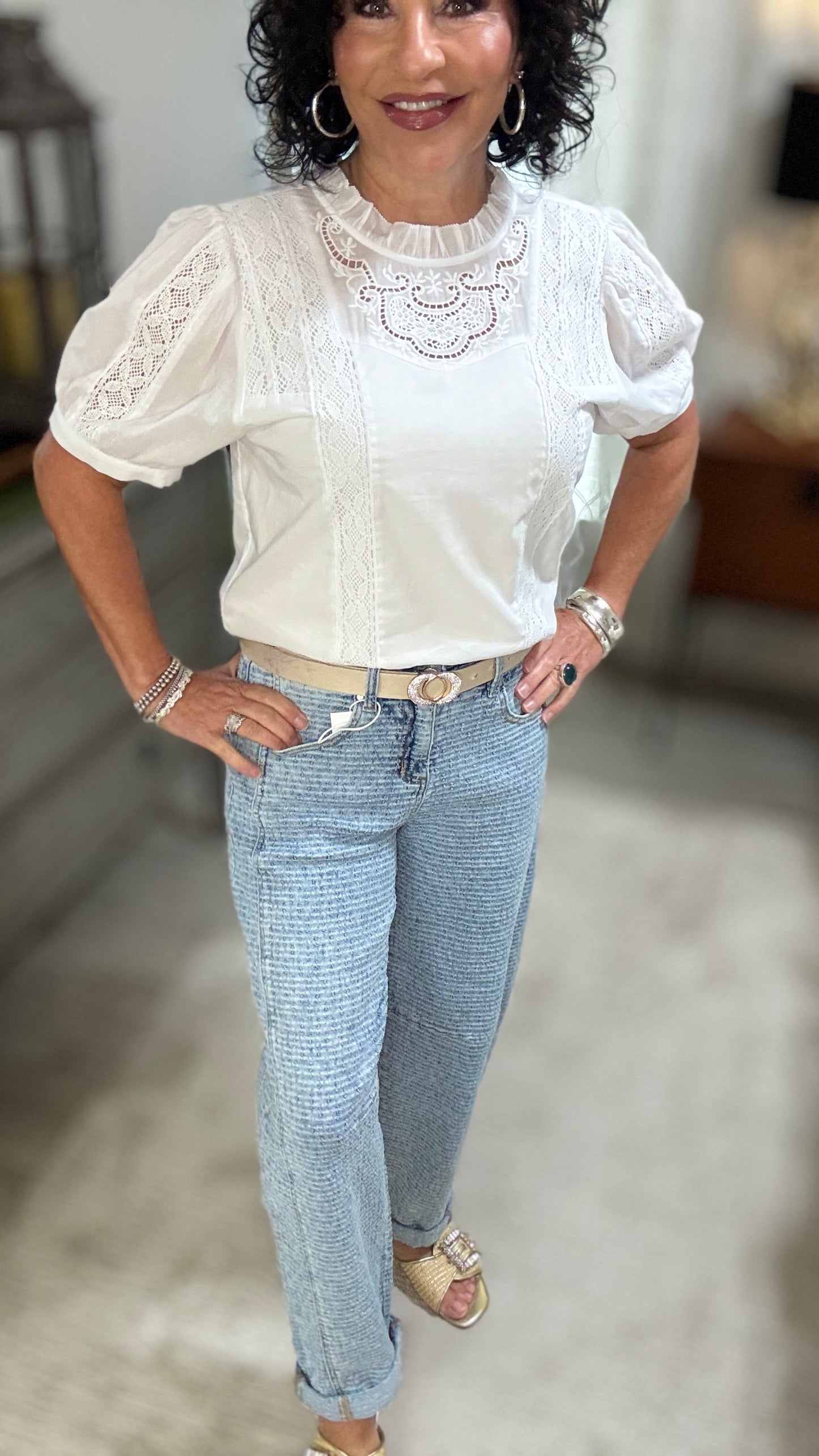Barrel Textured Denim Jeans