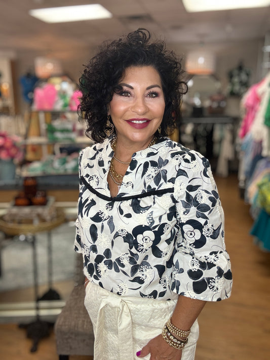 Embroidered Fringe Detail Half Sleeve Floral