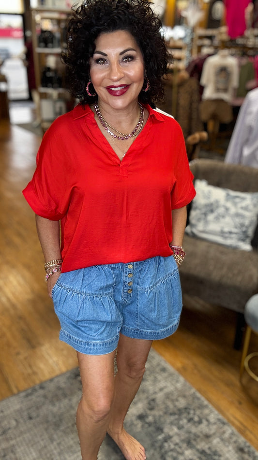 Slouchy Shirred Detail Shorts