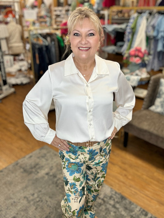 Floral Angle Crop Pants