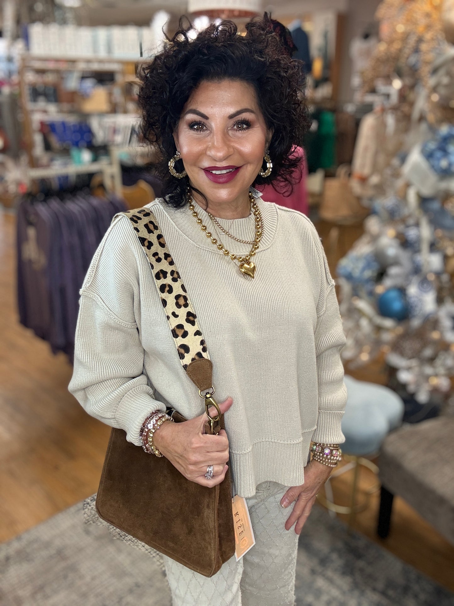 Wide Neck Band Drop Shoulder Sweater