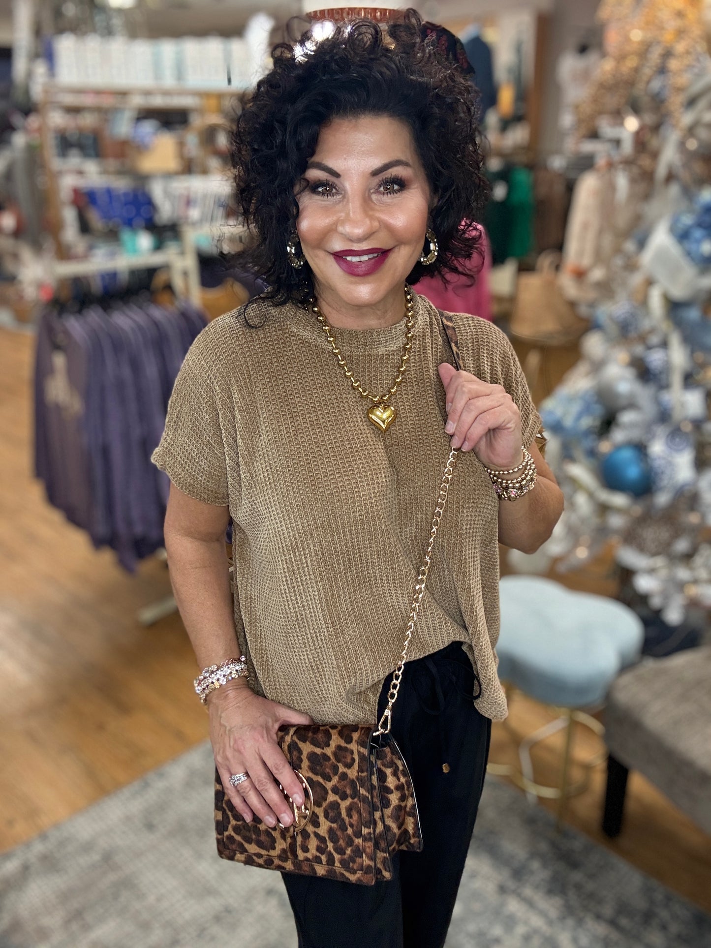 Chenille Waffle Short Sleeve Sweater