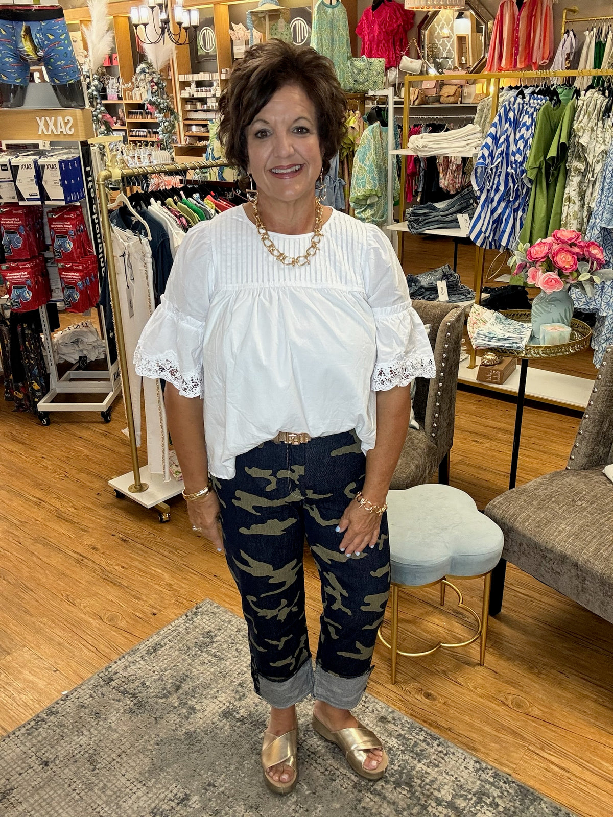 Cropped Tapered Camouflage Jeans