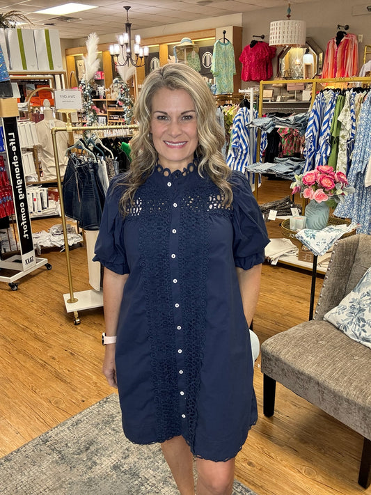 Trim Detail Button Down Dress