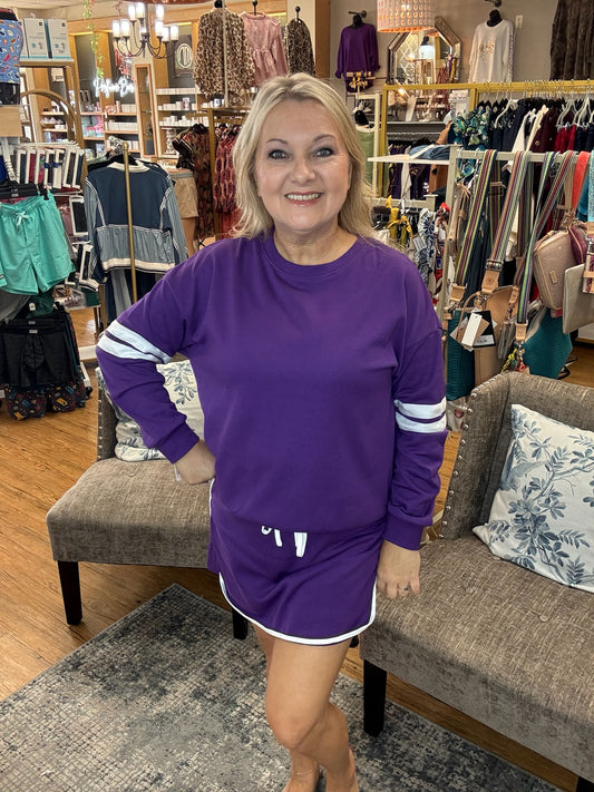 Varsity Stripe Long Sleeve Skort Set