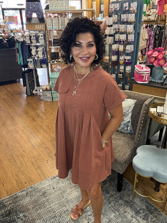 Snow washed Pleated Dress
