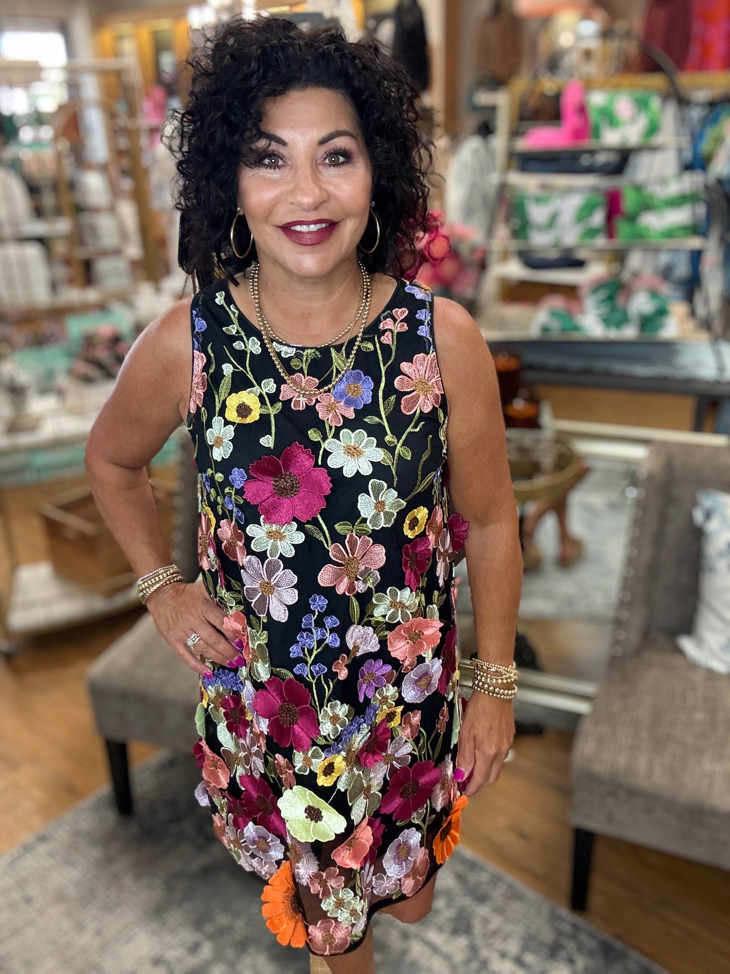 3D Floral embroidered Dress