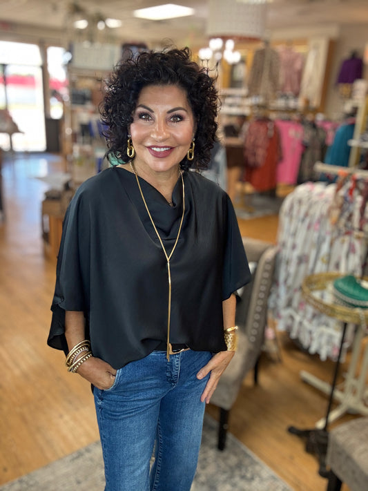 Cowl Neck Elbow Sleeve