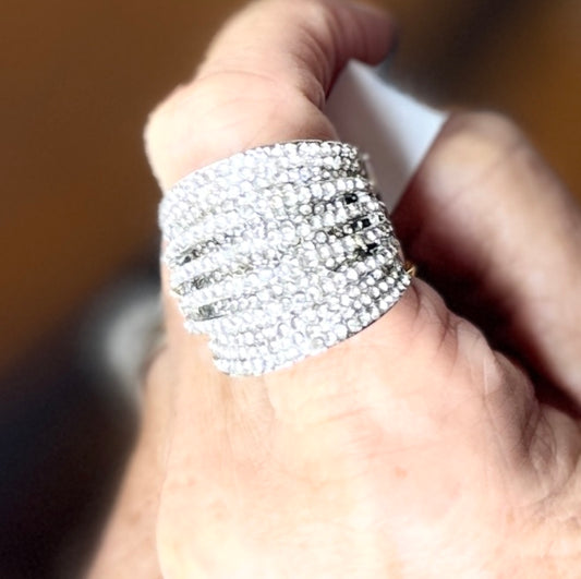 Sliver Crystal Cocktail Ring