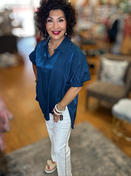 Embellished Rhinestone Detail Staight leg jeans