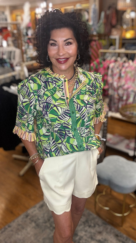 Scalloped Detail Pull on Shorts W/Pockets