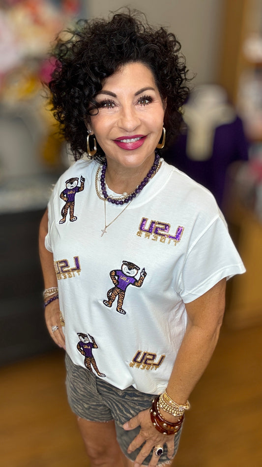 Emily Mixed Icon LSU ShortSleeve Shirt